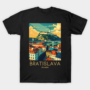 A Vintage Travel Illustration of Bratislava - Slovakia T-Shirt